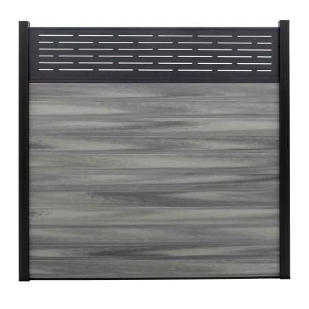 Jewett Cameron Companies Lattice Top 6'W x 6'H Oxford Grey Aluminum/Composite Horizontal Fence Starter Section- IN GROUND EF LG2206